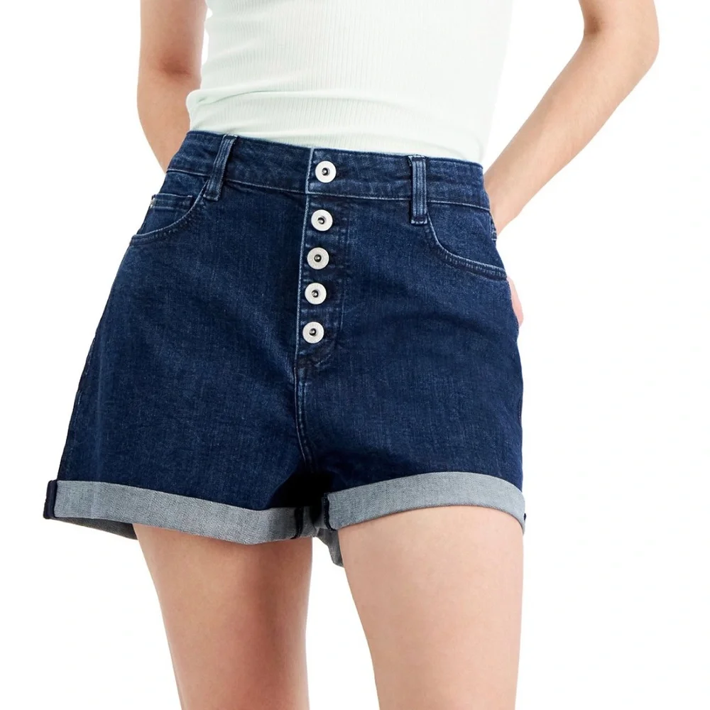 INC International Concepts Women's High Rise Button-Fly Shorts